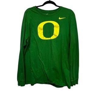 Vintage Y2K NIKE OREGON Long Sleeve Shirt Green Athletic Cut XL *RUNS SMALL